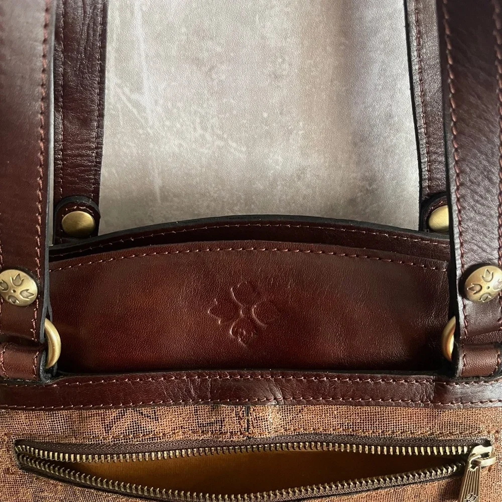Patricia Nash Poppy Tote Peruvian Tooling Nappa Etched Floral Brown Shoulder Bag